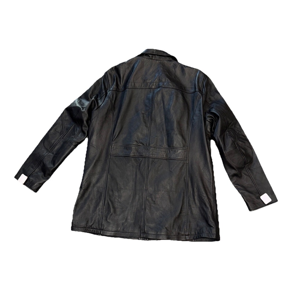 Black Soft Lightweight Leather Dress Jacket Coat Lined Men's Size XL - Picture 2 of 16